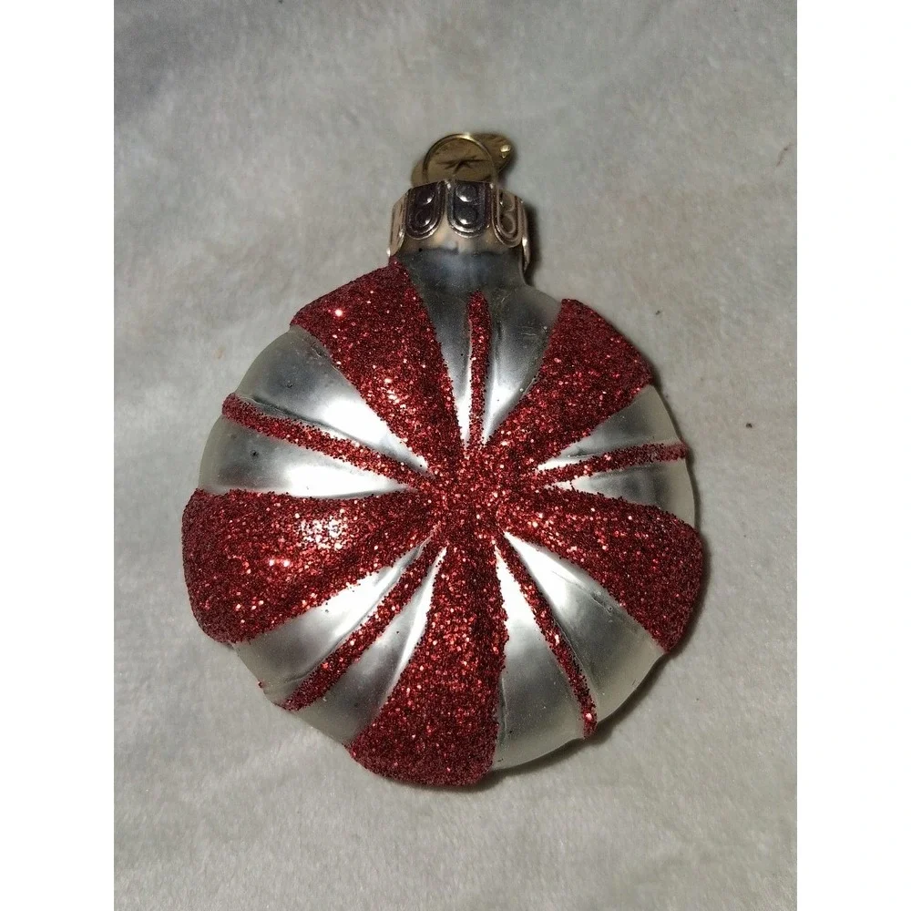Celebrations by Radko Peppermint Candy Glass Christmas Ornament Poland 2.5